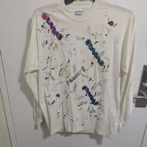 Vintage 80s Zee Wear! NY Rhinestone Long Sleeve T-shirt